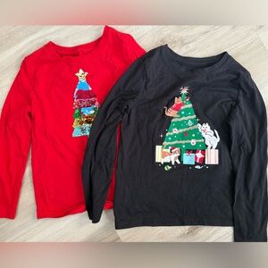 Girls Christmas long sleeve tshirt bundle - Cat and Jack - 6/7